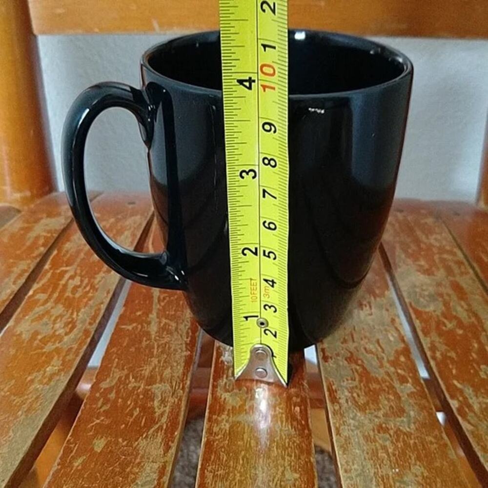 Corelle Set of 3 Black Mugs 4" tall x 3" diameter coffee tea beverage curved - Picture 7 of 10